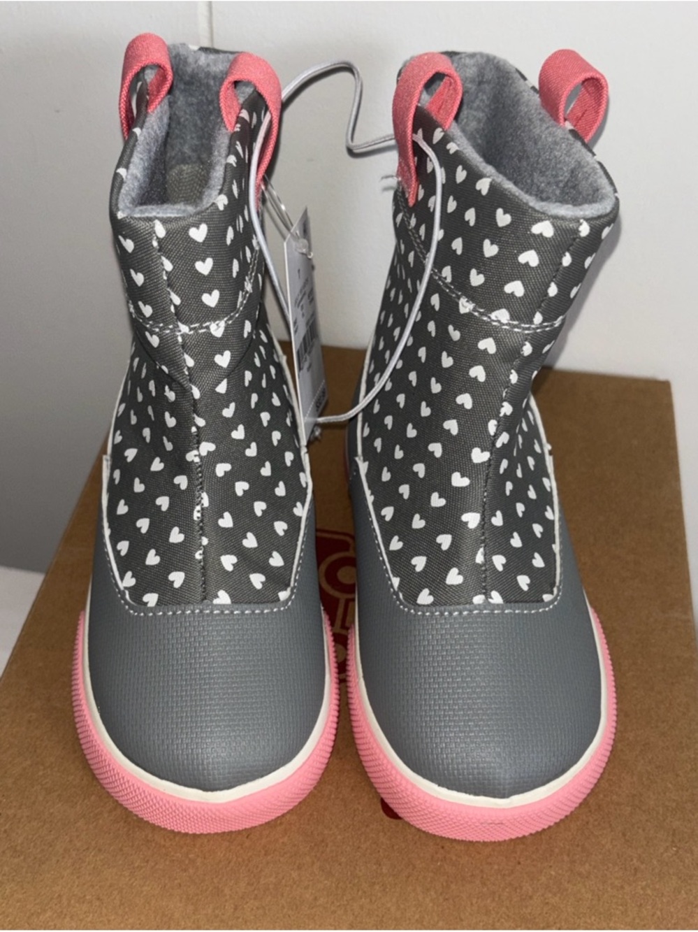 See Kai Run Basics Ripley Toddler Girls Gray/pink Hearts Pull-On Boots Sz 7 New